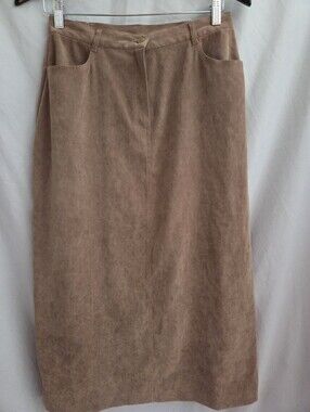 Tanjay Classic Taupe Suede-Look Midi Skirt